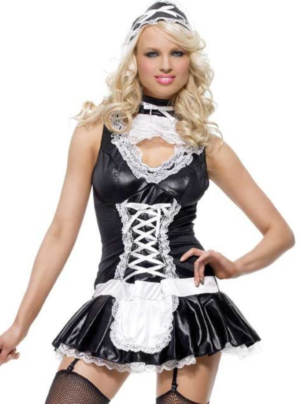 NEW Naughty French Maid Adult Costume Black & White 4 Pieces sz S /M